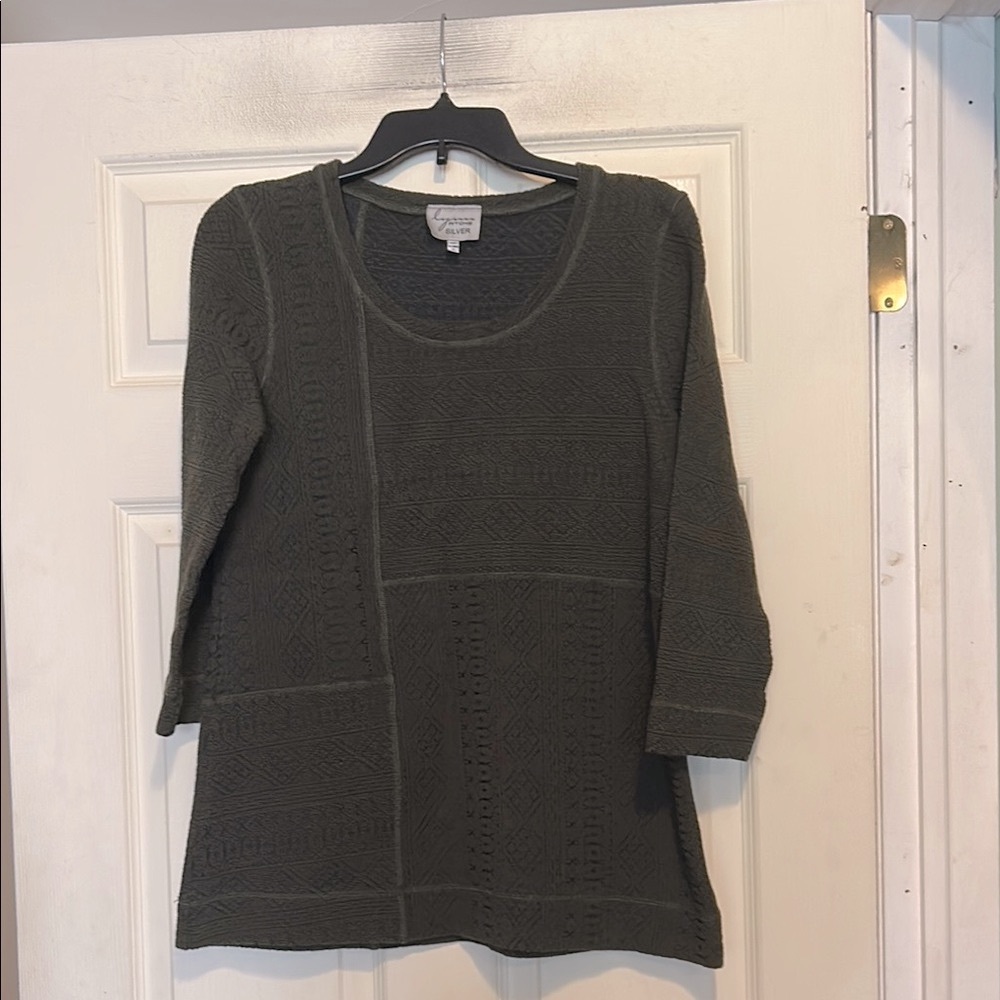 Lynn Ritchie Silver Sweater Size Small Green